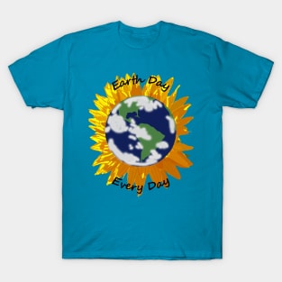 Abstract Sunflower Planet Earth Day is Every Day T-Shirt